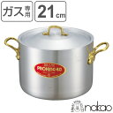 半寸胴鍋 21cm 5.1L ガス火専用 プロキング 業務用 中尾アルミ 両手鍋 メジャー付き ( ガス火対応 目盛り付き アルミ鍋 フタ付き 深型鍋 厨房用品...