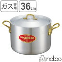 半寸胴鍋 36cm 23L ガス火専用 プロキング 業務用 中尾アルミ 両手鍋 メジャー付き ( ガス火対応 目盛り付き アルミ鍋 フタ付き 深型鍋 厨房用品 ...