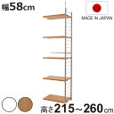 突っ張り 間仕切りラック 幅58cm 連結用 背板無し ホワイト ( 突っ張り収納 収納ラック ワードローブ 収納 棚 壁面 突っ張り式 突っぱり ツッパリ 洋服 ウォークインクローゼット 間仕切り 連結 )【3980円以上送料無料】
