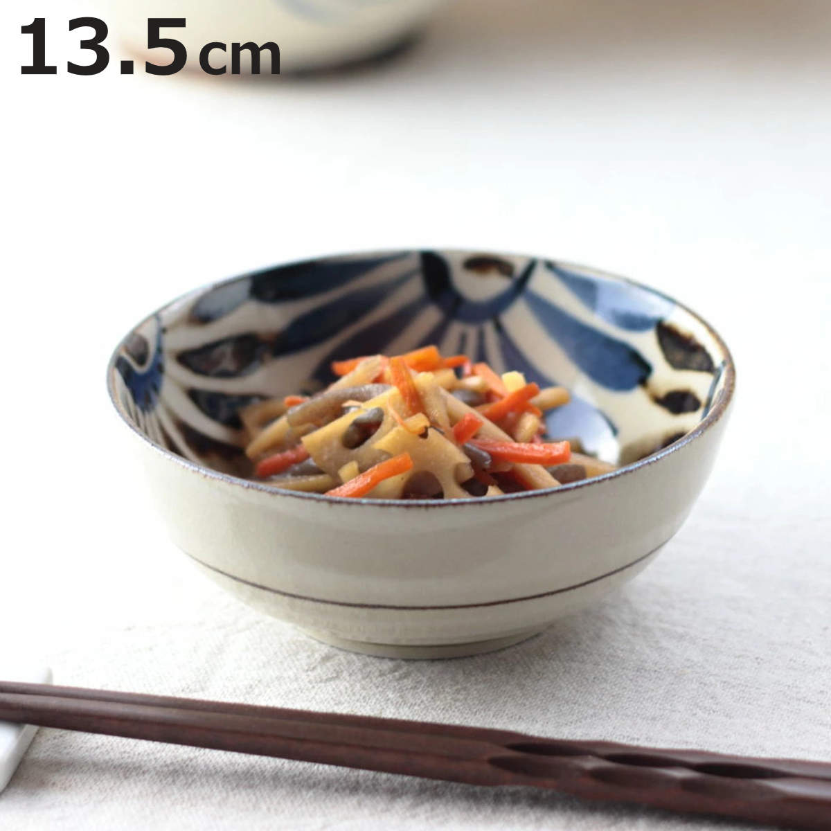 鉢 民彩はな絵 渦紋 中鉢 13.5cm 日本製 （ 磁器 美濃焼 プレート お皿 皿 ボウル 器 うつわ 電子レンジ対応 食洗機対応 食器 おしゃれ かわいい 丼 サラダ 深い ）【3980円以上送料無料】