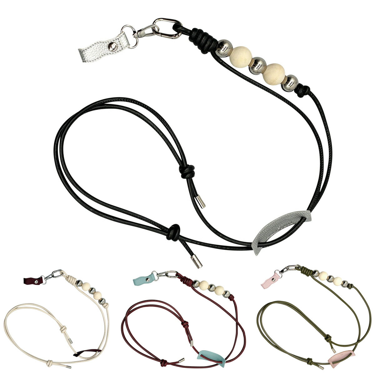 ビーズ ショルダー ストラップ 長さ調節可能 （ スマホショルダー 挟むだけ 紐 肩掛け 斜めがけ  ...