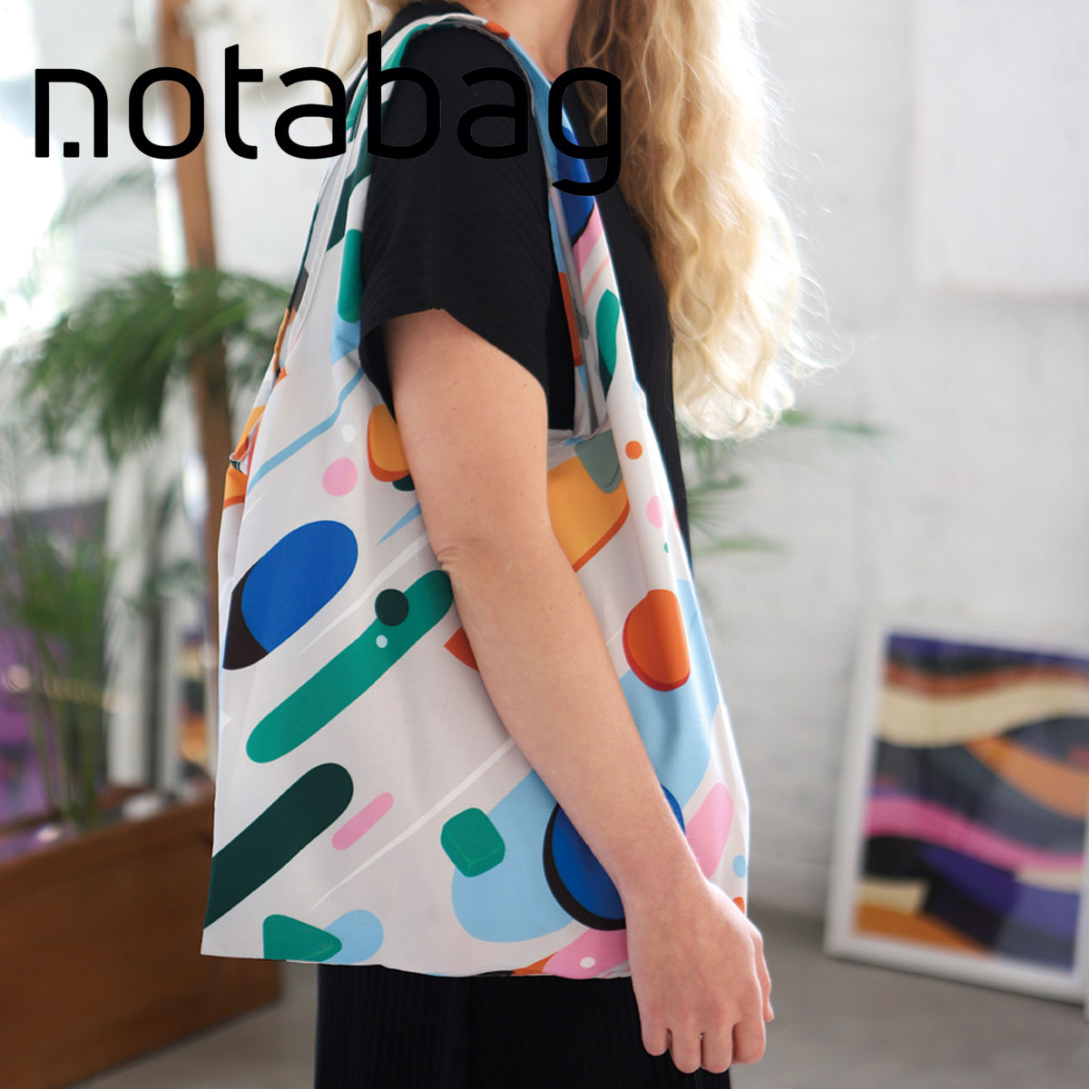 エコバッグ Notabag Tote Petra Eriksson Fruit Salad （ ノットアバッグ 折りたたみ マチ広 ブランド トート トートバッグ おしゃれ 手提げかばん 手提げ サブバッグ マイバッグ 鞄 かばん コンパクト 肩掛け 軽量 大容量 カラフル ）