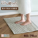 いっぺん使てみてバスマット 50×75cm ( お風呂マット マット 吸水 抗菌 防臭 すべり止め 洗濯OK 50×75 足ふきマット お風呂 バスグッズ 浴室 脱衣所 足拭き シェルピンク ペールブルー サンドベージュ 無地 )【3980円以上送料無料】