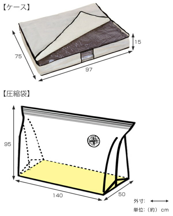 圧縮袋付収納ケース バルブ式ふとん一式圧縮袋 ソフトケース付 ふとん 一式 圧縮袋...