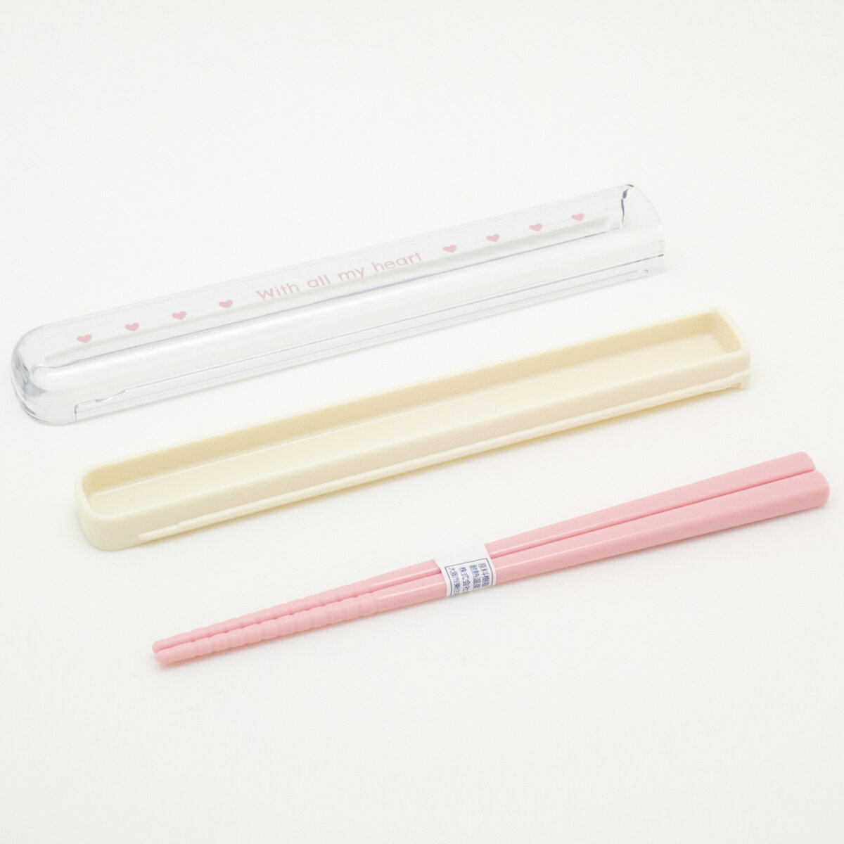 箸箱ケース ハート 引フタ箸箱セット 16.5cm （ スライド 箸 食洗機対応 16.5センチ お箸 箸箱 はし箱 セット 子供 日本製 食洗機OK 給食 お弁当用 携帯箸 弁当 お弁当 携帯用 幼稚園 保育園 キッズ ）【3980円以上送料無料】 colorfulbox-10200312 お弁当グッズのカラフルボックス サンプル画像3