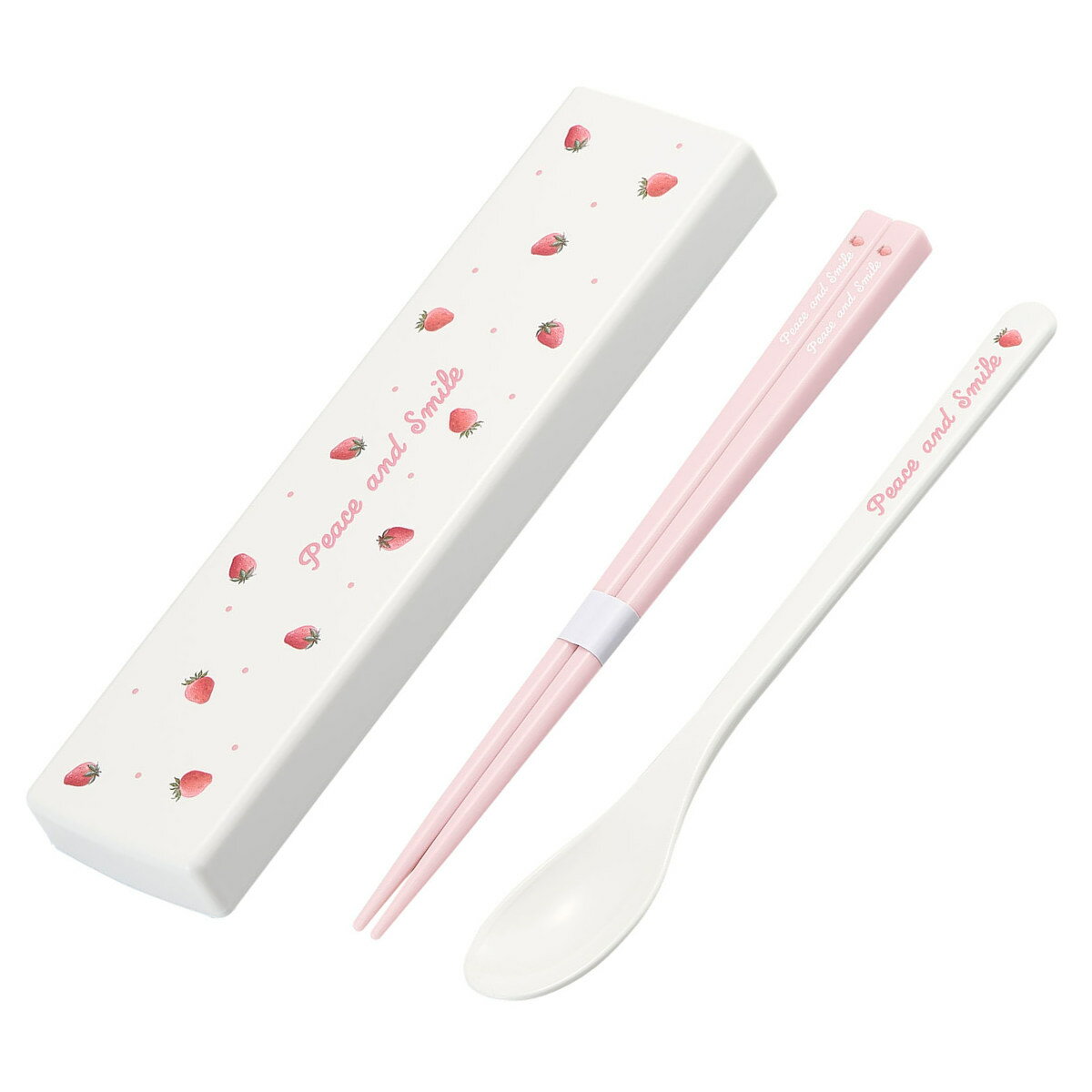 コンビセット 18cm Peace and Smile 食洗機対応 抗菌 ( お箸 スプーン 箸箱 はし箱 カトラリー スライド式 日本製 女子 イチゴ 食洗機...