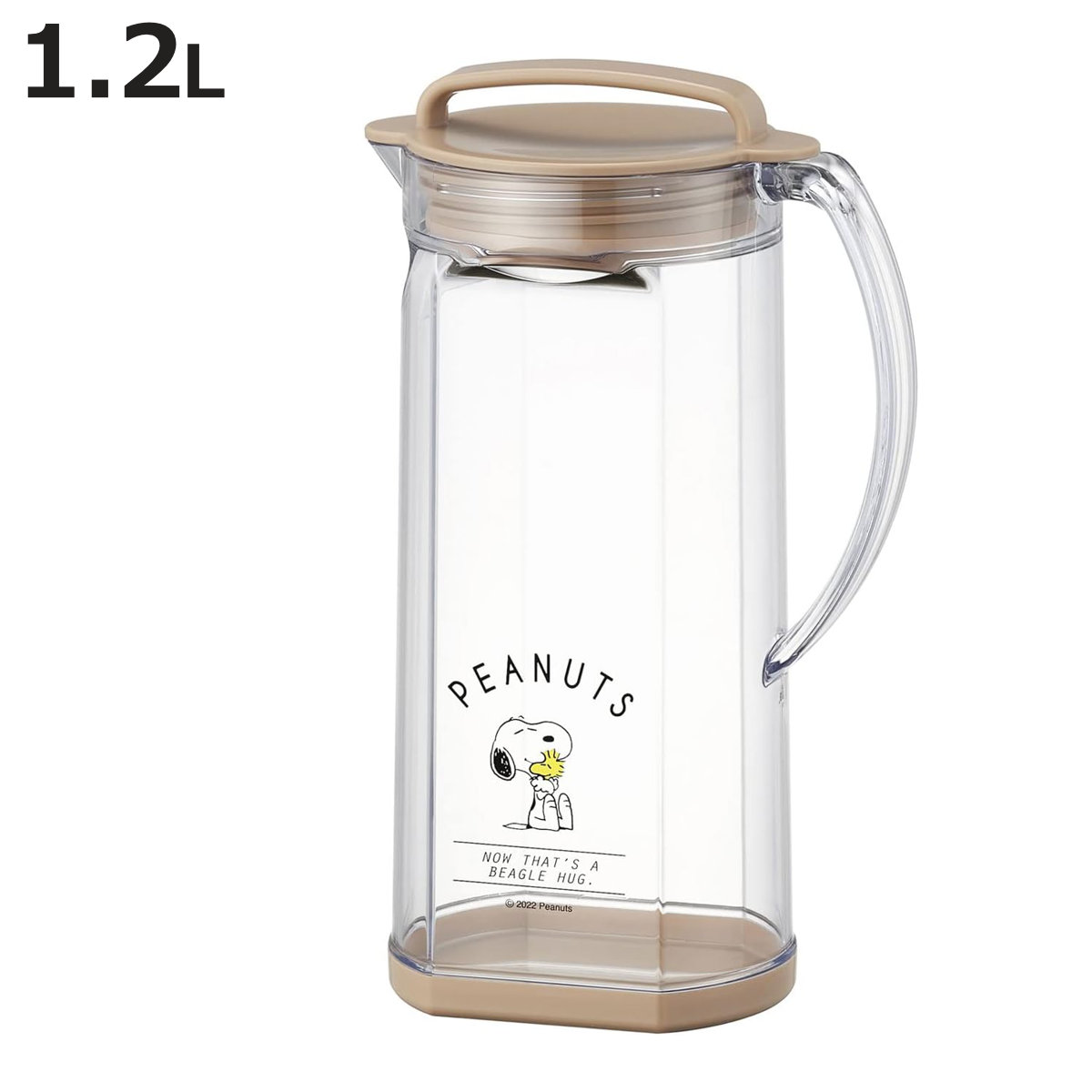 ピッチャー 1.2L SNOOPY 2WAY PEANUTS （ 冷水筒 スヌーピー 横置き 縦置き プラスチック 麦茶ポット 水差し 冷水ポット 日本製 プラスチック製 縦 横 スリム 麦茶 水 お茶 取っ手付き 軽い 割れにくい 国産 おしゃれ キャラクター ）【3980円以上送料無料】