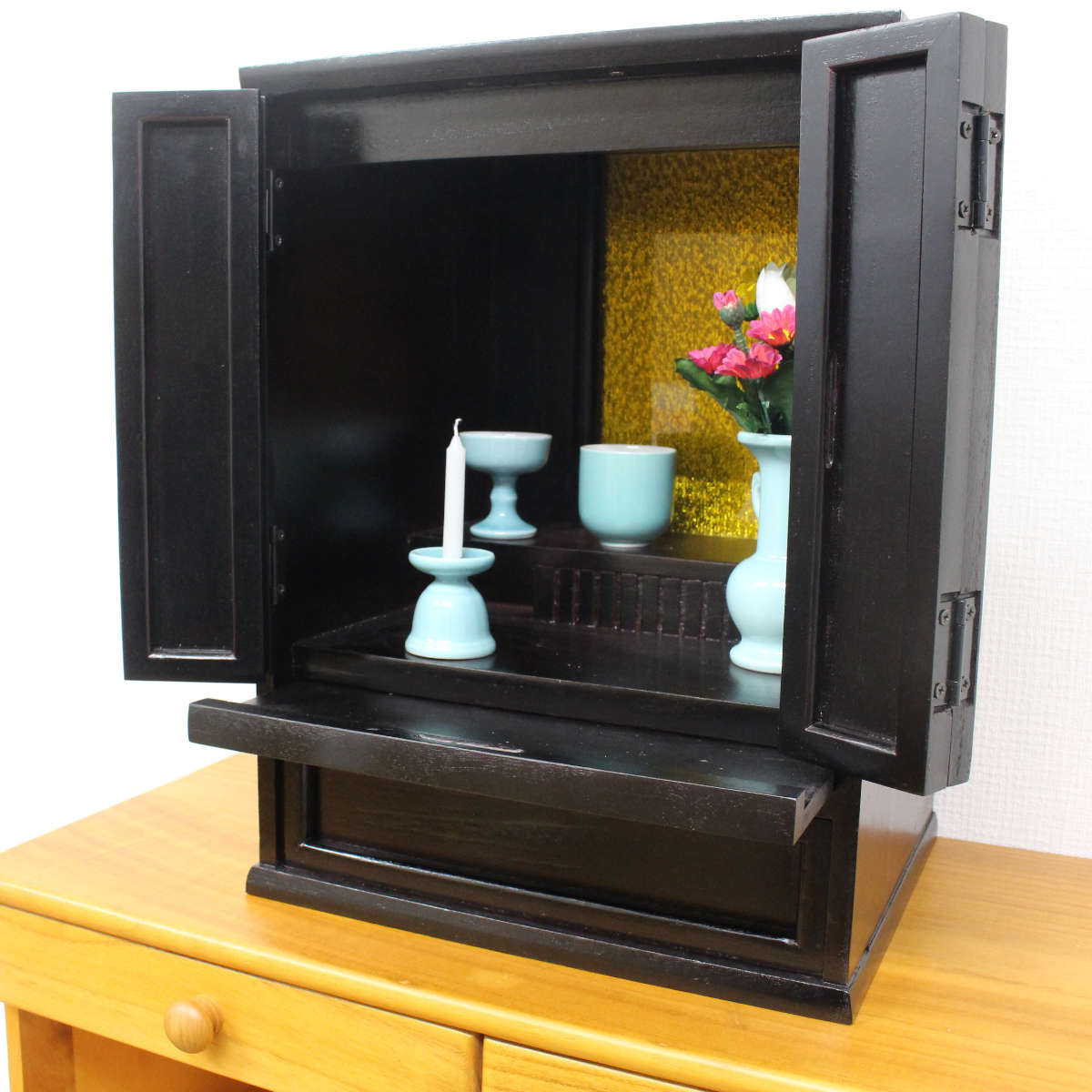 仏壇 モダン 天然木 コンパクト 幅30cm （ ミニ仏壇 お仏壇 現代仏壇 ミニ インテリア 仏具 完成品 引き出し付き スライド棚 高級感 木製 小型仏壇 家具調 おしゃれ お手入れ簡単 ） 【3980円以上送料無料】