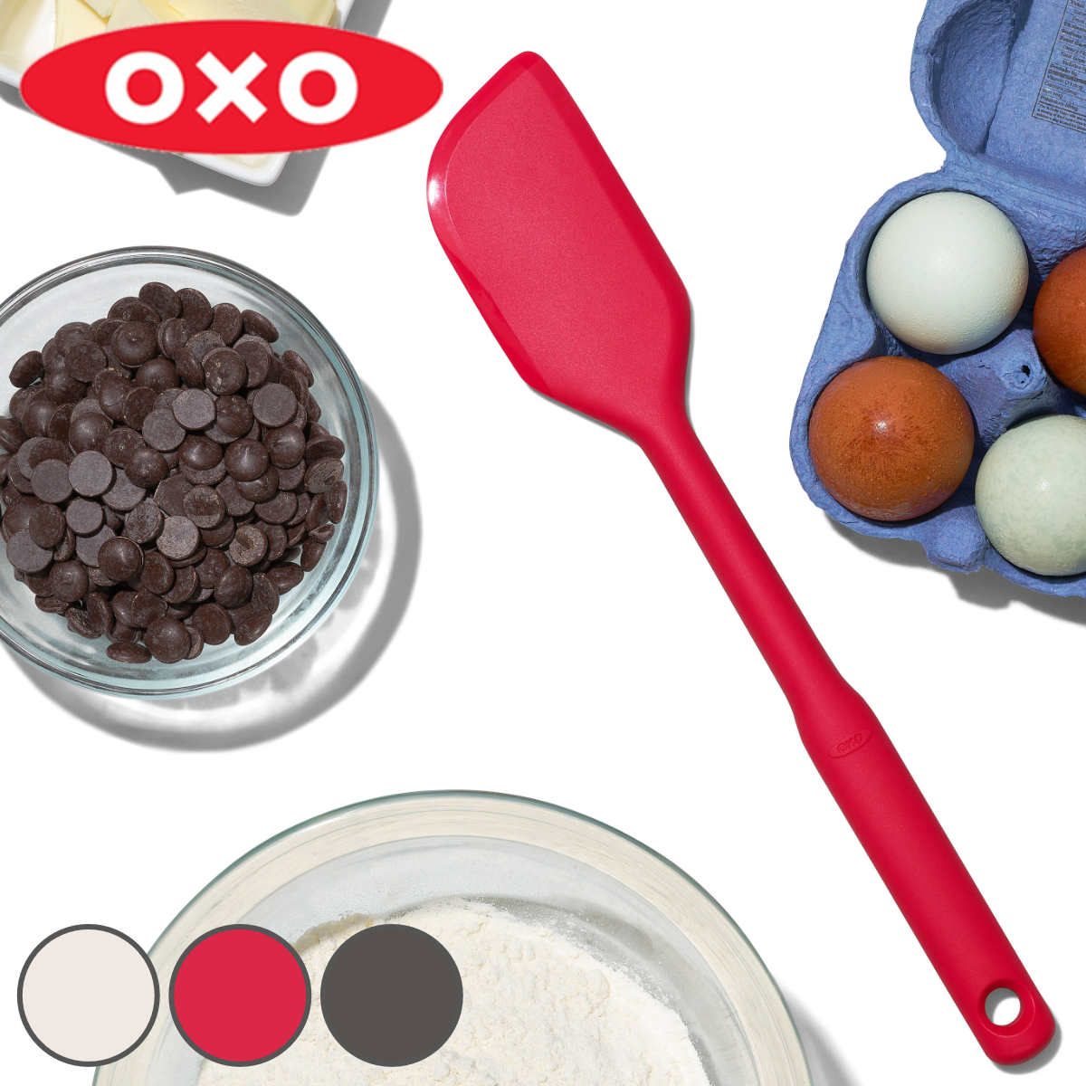 OXO シリコンスパチュラ M （ オクソー ソフトヘラ ゴムヘラ ゴムベラ 食洗機対応 シリコン製 下ごしらえ キッチン用品 キッチンツール 製菓道具 お菓子作り ） 