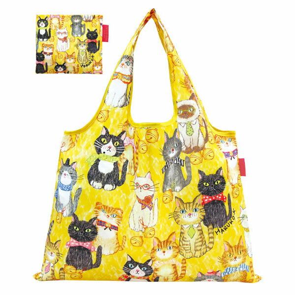 エコバッグ 2way Shopping Bag 猫が整列したら デザイナーズ （ ショッピングバッグ 買い物バッグ マイバッグ エコバック 折りたたみ コンパクト 大容量 マチ広 レジ袋 コンビニ マチ有り マシ無し 軽量 おしゃれ かわいい ） 