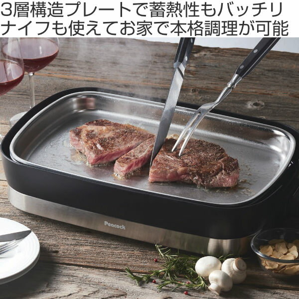 ホットプレート ステンレスホットプレート Mr.Steak House ミスターステーキハウス ステンレス ターナー付 焼肉 （ 送料無料 1000W 調理器具 本格調理 保温 電磁調理器 調理家電 キッチン家電 フタつき 蓋 ）【3980円以上送料無料】