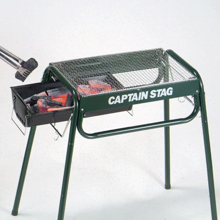 バーベキューコンロ3〜4人用スライドグリルフレーム450キャプテンスタッグ(バーベキューグリルBBQキャンプ用品コンロ焚き火台焚
