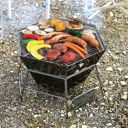 バーベキューグリル ファイアグリル ステンレス製 キャプテンスタッグ ( 送料無料 バーベキューコンロ BBQ グリル キャンプ用品 焚き火台 焚火台 六角形 ヘキサゴン アウトドア用品 ) 【3980円以上送料無料】