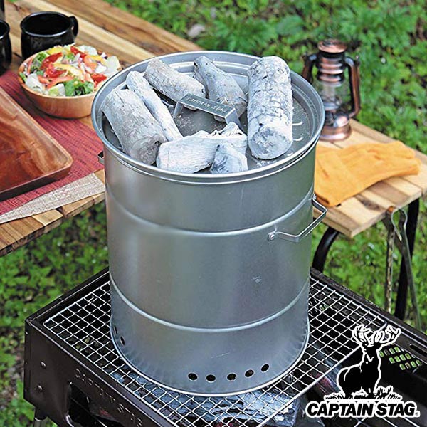 燻製器 ビア缶チキンスモーカー キャプテンスタッグ CAPTAIN STAG （ 送料無料 スモーカー 燻製 グリル 調理 燻製料理 ビア缶チキン トップオーブンシステム カセットコンロ 吊り下げ アミのせ ） 【3980円以上送料無料】のサムネイル