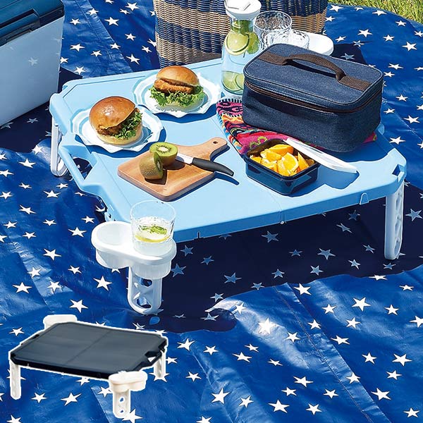 折りたたみ テーブル アウトドア ハンディーテーブル 63×63cm ピクジェネ ( 折りたたみテーブル 簡易テーブル 机 コンパクト ローテーブル 角型 レジャー ロータイプ ドリンクホルダー付き シンプル )【3980円以上送料無料】通販格安セール情報 楽天 通販