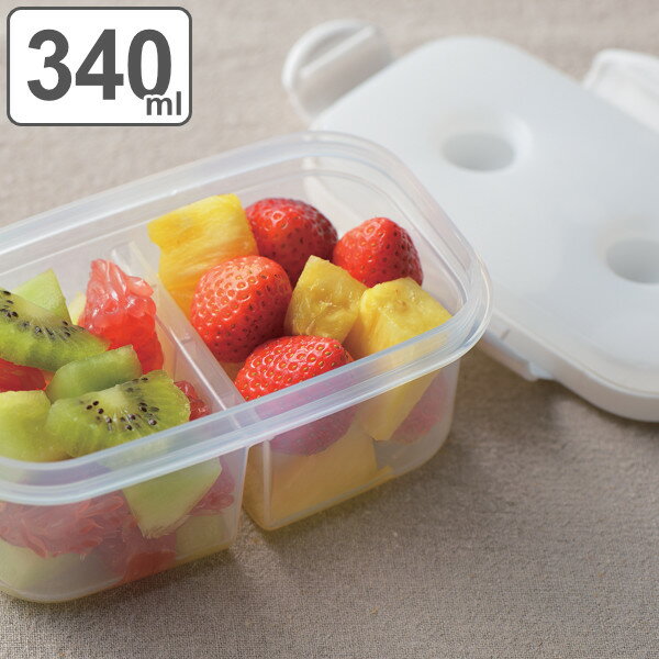 お弁当箱 1段 アクティア 保冷剤付フードボックス 長方形 340ml （ 弁当箱 ランチボックス 保冷剤 保存容器 保存 容器 ケース シンプル クリア 四点ロック 保冷剤付き 4点ロック フードボックス お弁当 サラダ フルーツ 仕切り付き ） 【3980円以上送料無料】のサムネイル