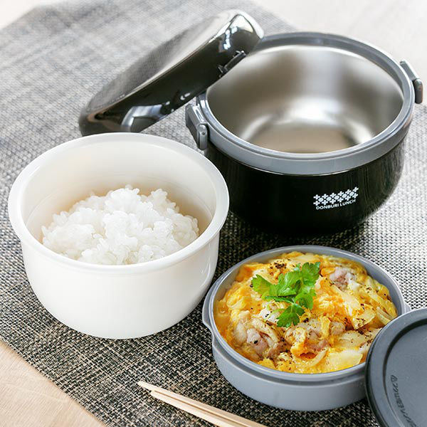 弁当箱 保温 丼 ほかどん ステンレス ブラック （ レンジ対応 保温弁当箱 お弁当箱 ランチボックス 保冷 保温ジャー ランチジャー 男子 レンジOK どんぶり 丼ぶり 麺 お弁当 弁当 カフェ丼 男性 ）【3980円以上送料無料】