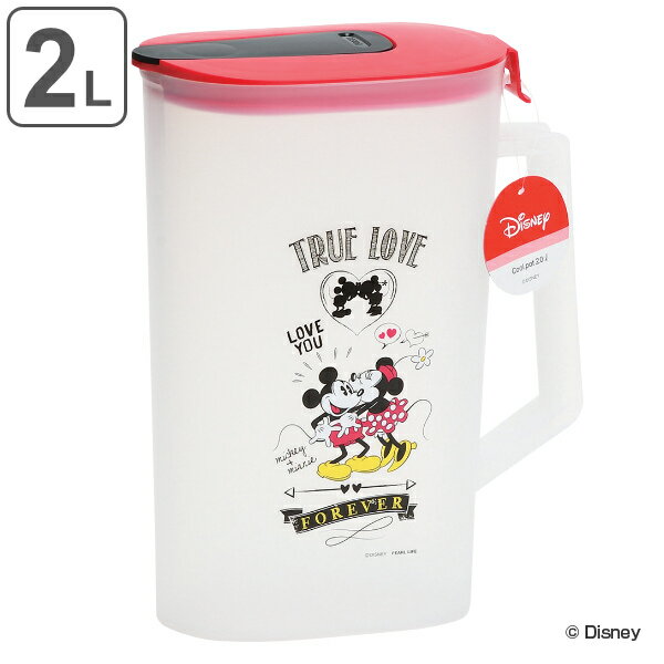 冷水筒 ピッチャー 2L ミッキー＆ミニー 冷水ポット ワンプッシュ 水差し 麦茶ポット お茶ポット プラスチック 日本製 キャラクター （ ジャグ ディズニー ミッキー ミニー 麦茶 ポット 冷茶 プラスチック ドリンクピッチャー ） 【3980円以上送料無料】のサムネイル