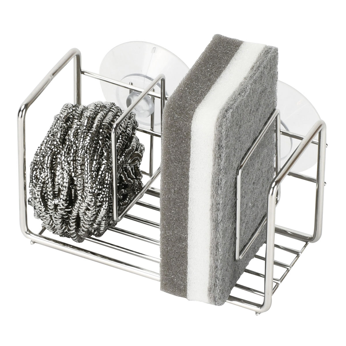 スポンジラック アットアクア ステンレス製スポンジ・たわしラック ( ステンレス スポンジ入れ スポンジホルダー たわし入れ スポンジ置き 吸盤 水切り スポン...