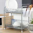 水切りラック シンプル・ウェア スリム2段式水切りバスケット ( カトラリーポケット付き 2段 スリム シンク上 シンクサイド 水切りバスケット 水切り ラック...