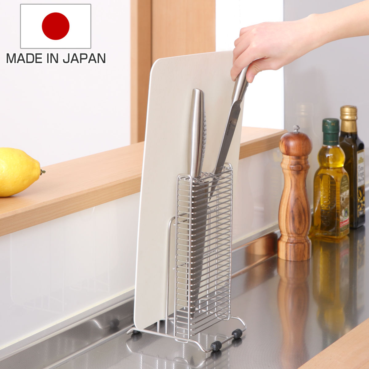 包丁スタンド まな板スタンド デュアリス 18-8ステンレス製 包丁まな板スタンド （ ステンレス 日本製 包丁スタンド まな板スタンド 包丁立て まな板立て 水切り 包丁差し 包丁置き まな板ラック まな板 包丁 ）【3980円以上送料無料】