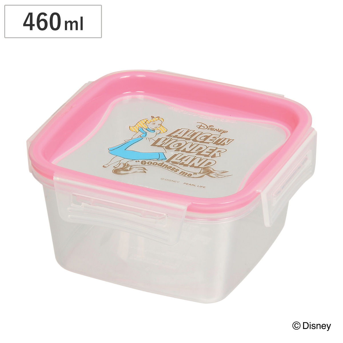保存容器　不思議の国のアリス　正方形　M　460ml　プラスチック製 （ ディズニー 角型 プラスチック容器 ふしぎの国のアリス Disney プラスチック保存容器 4点ロック パッキン一体型 冷凍OK 電子レンジ対応 食洗機対応 保存ケース ）【3980円以上送料無料】のサムネイル