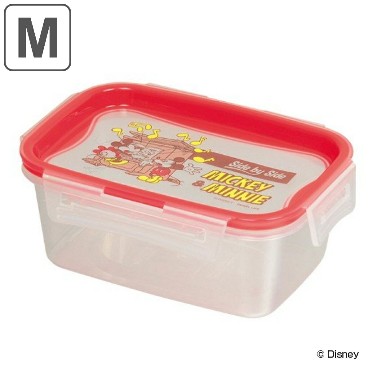 保存容器 ミッキー＆ミニー 長方形 M 440ml プラスチック製 （ ディズニー 保存 プラスチック容器 Disney ミッキーマウス ミニーマウス プラスチック保存容器 4点ロック パッキン一体型 冷凍OK 電子レンジ対応 食洗機対応 ）のサムネイル
