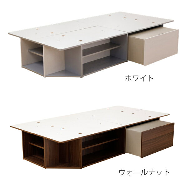 ベッド シングル ヘッドレス サイドテーブル付き 組み立て 簡単 収納 ラック ベット フレーム ( 送料無料 シングルベッド 収納付き ベッドフレーム 収納ベッド ベッド下収納 収納付きベッド 組立て 大容量 フレームのみ ) 【3980円以上送料無料】 [3]