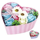 入浴剤 ハートボックス 花のカタチの入浴剤 Q-FLA ( お風呂 温浴 風呂 リラックス プレゼント 花 石けんの香 バスグッズ バス用品 入浴 ピンク パープル 化粧箱 ボックス )【3980円以上送料無料】