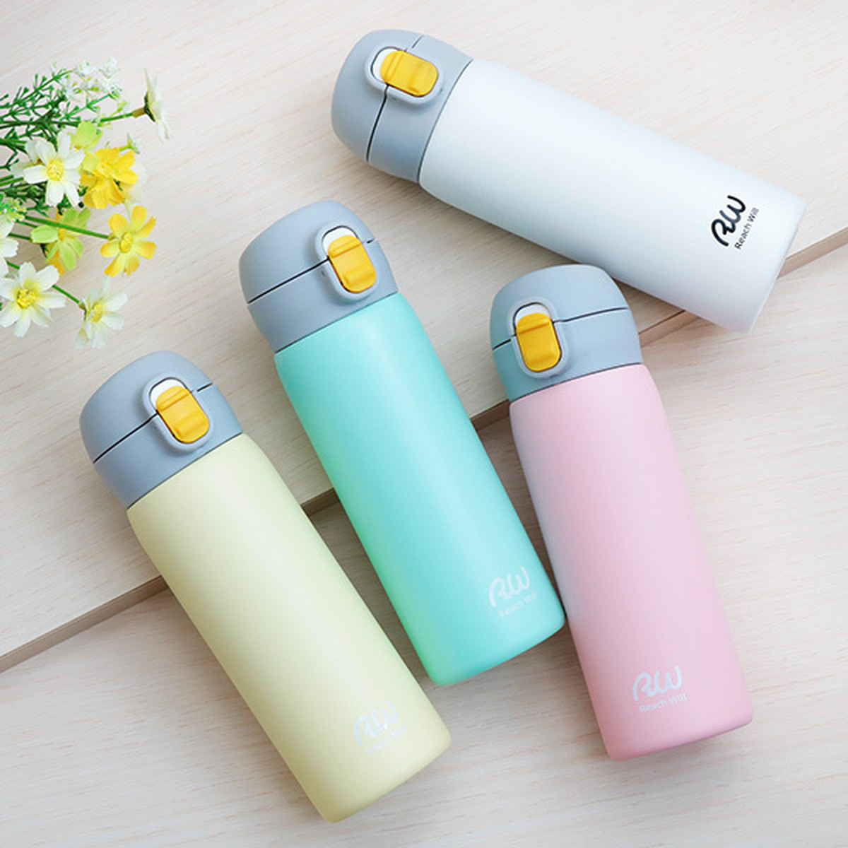 水筒 マグ 480ml ワンタッチ ステンレス パステルカラー （ 保温 保冷 直飲み マグボトル 