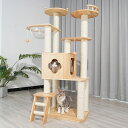 キャットタワー ねこぞく ツインタワー 木製 据え置き ( キャットツリー 猫タワー 天然木 爪とぎ キャットハウス おしゃれ インテリア 猫 ねこ 猫用品 運...