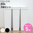 ゴミ箱 40L SOLOW 袋の交換が楽なダストボックススリム 同色3個セット （ ソロウ ごみ箱 40リットル ふた付き スリム 袋交換 簡単 分別 同色 3個セット 防汚加工 抗菌加工 キャスター付き シンプル ホワイト ブラック 日本製 ）【3980円以上送料無料】