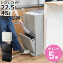 【レビュー特典付き】 ゴミ箱 SOLOW 分別ストッカー 1段 2段 ( ごみ箱 45リットル22.5リットル ソロウ ペダル式 フラップ式 ふた付き 分別 スリム キャスター付き 幅45 キッチン 角型 ホワイト ブラック シンプル おしゃれ 抗菌 )【3980円以上送料無料】