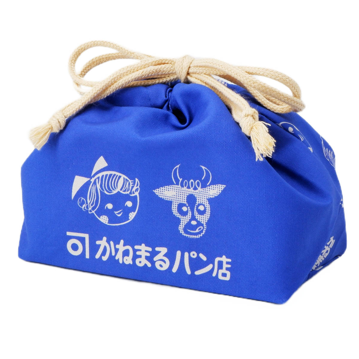 ランチバッグ かねまるパン 巾着 （ 弁当袋 お弁当袋 給食袋 ランチ巾着 巾着 かねまるパン店 かねまるのパン 給食 袋 マチ お弁当 弁当 日本製 ） 【3980円以上送料無料】のサムネイル