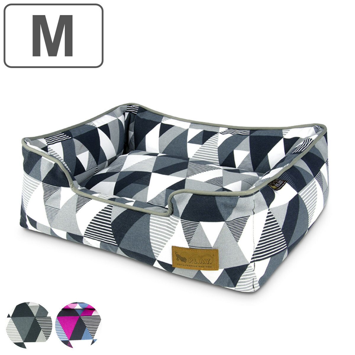 ペットベッド P.L.A.Y. ラウンジベッド M モザイク 洗える （ スクエア型 ペット用 犬 ネコ ベッド シ..
