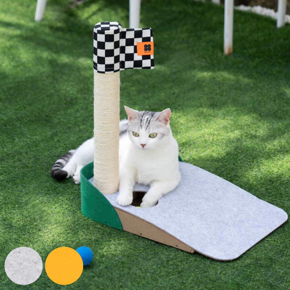 おもちゃ 猫 犬 ミオファン スクラッチャーゴルフ 一人遊び （ MewooFun ボール3個付き ボール遊び 爪とぎ 猫のおもちゃ 猫用おもちゃ ペット用おもちゃ ねこ 猫グッズ 猫用品 ）