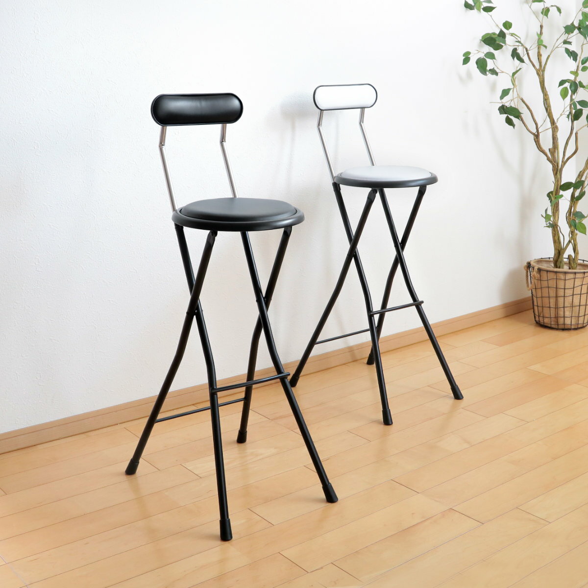 折りたたみ椅子 座面高71cm ハイタイプ 背もたれ付 ニューニーダー （ カウンターチェア バーチ ...