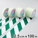 ガードテープ 白×緑 25mm幅 100m テープ 日本製 ( 安全 区域 標示 粘着テープ 区画整理 線引き ライン引き 室内 床 対応 専用 ガイドテープ ...