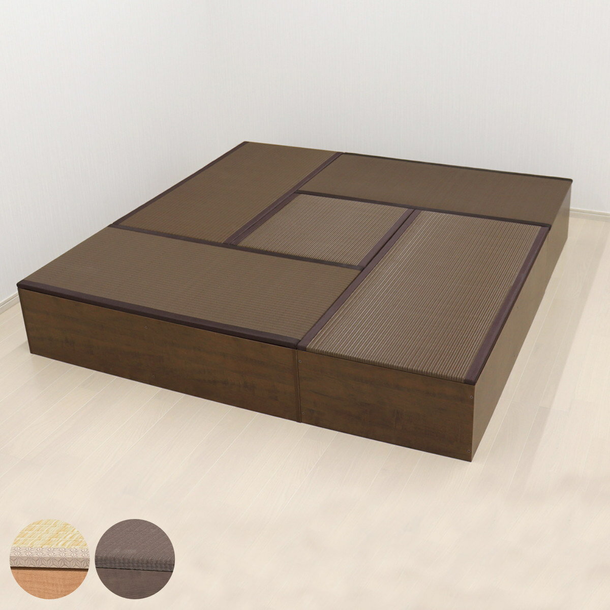 樹脂畳ユニット Aセット ロータイプ 幅120cm×4 幅60cm×1 収納付ベンチ （ 高さ31.5cm 畳 小上がり 収納 ベンチ 収納ボックス セット 掘りごたつ 和モダン 和風 シンプル ）【3980円以上送料無料】