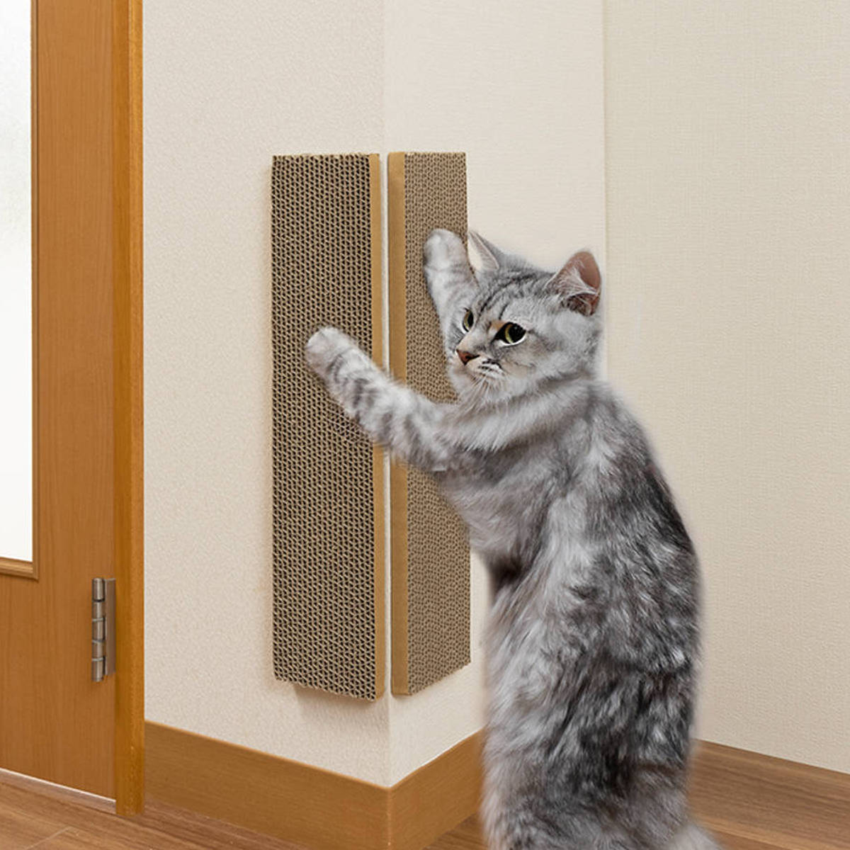 爪とぎ 吸着コーナーにも貼れる猫のつめとぎ 猫 段ボール 壁 日本製 ( ねこ ダンボール 猫用品 つめとぎ 貼って剥がせる 簡単吸着 壁用 2枚組 爪研ぎ ガ...