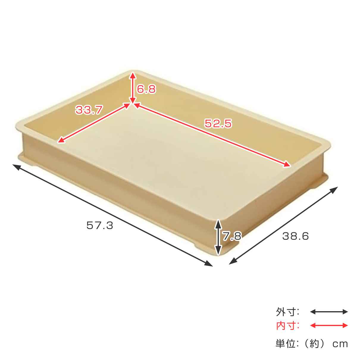 もち箱 フードテナー 57×38×8cm 本体 （ 餅箱 餅ばこ もちばこ フードコンテナー 保存容器 プラスチック フードコンテナ パン 餅 ケーキ 麺 保存 容器 ばんじゅう 積み重ね 運搬 便利 トレー トレイ 本体のみ 高さ8cm ）【3980円以上送料無料】 3