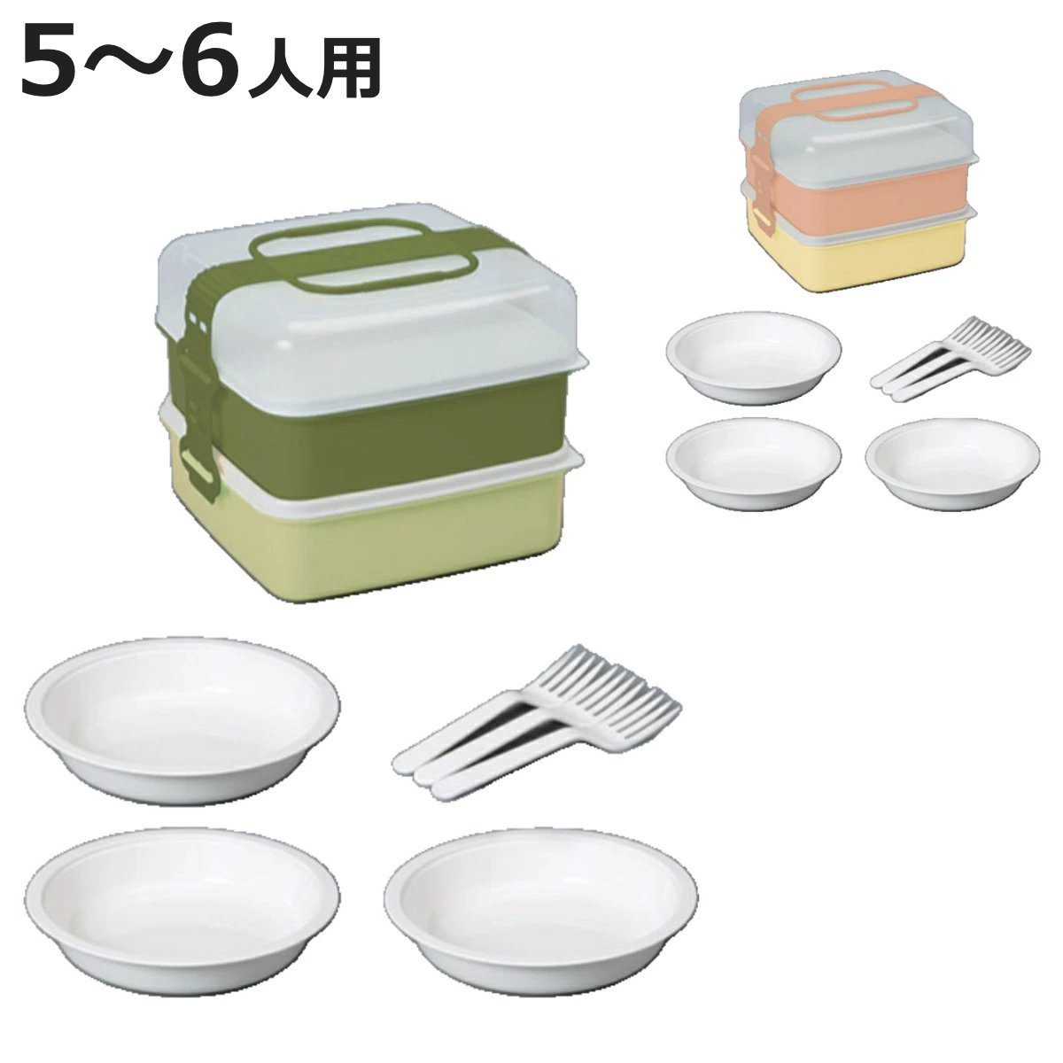 お重 2段 リオパックL 5400ml 取り皿付き （ ランチボックス 行楽弁当箱 ニ段 大容量 5人 6人 弁当箱 ..