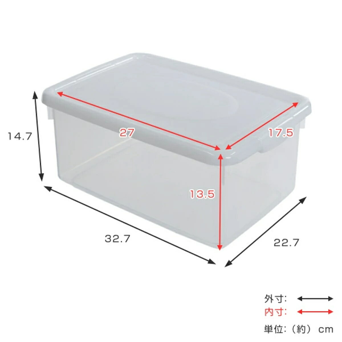 収納ケース 幅22.7×奥行32.7×高さ14.7cm フタ付き プラスチック 収納ボックス （ ...