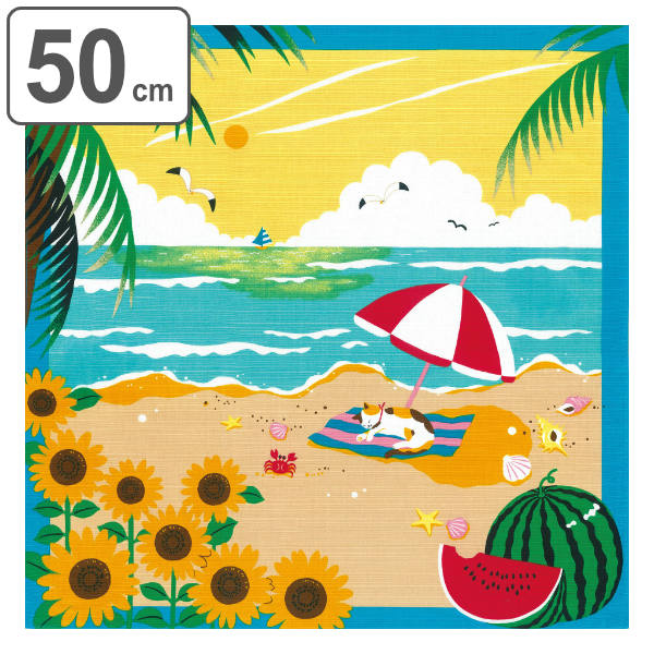 風呂敷 ランチクロス お弁当 50cm 中巾 三毛猫みけの夢日記 小ふろしき みけの夏休み ( 風呂敷き ふろしき お弁当包み 50センチ 和柄 綿 日本製 ネ...