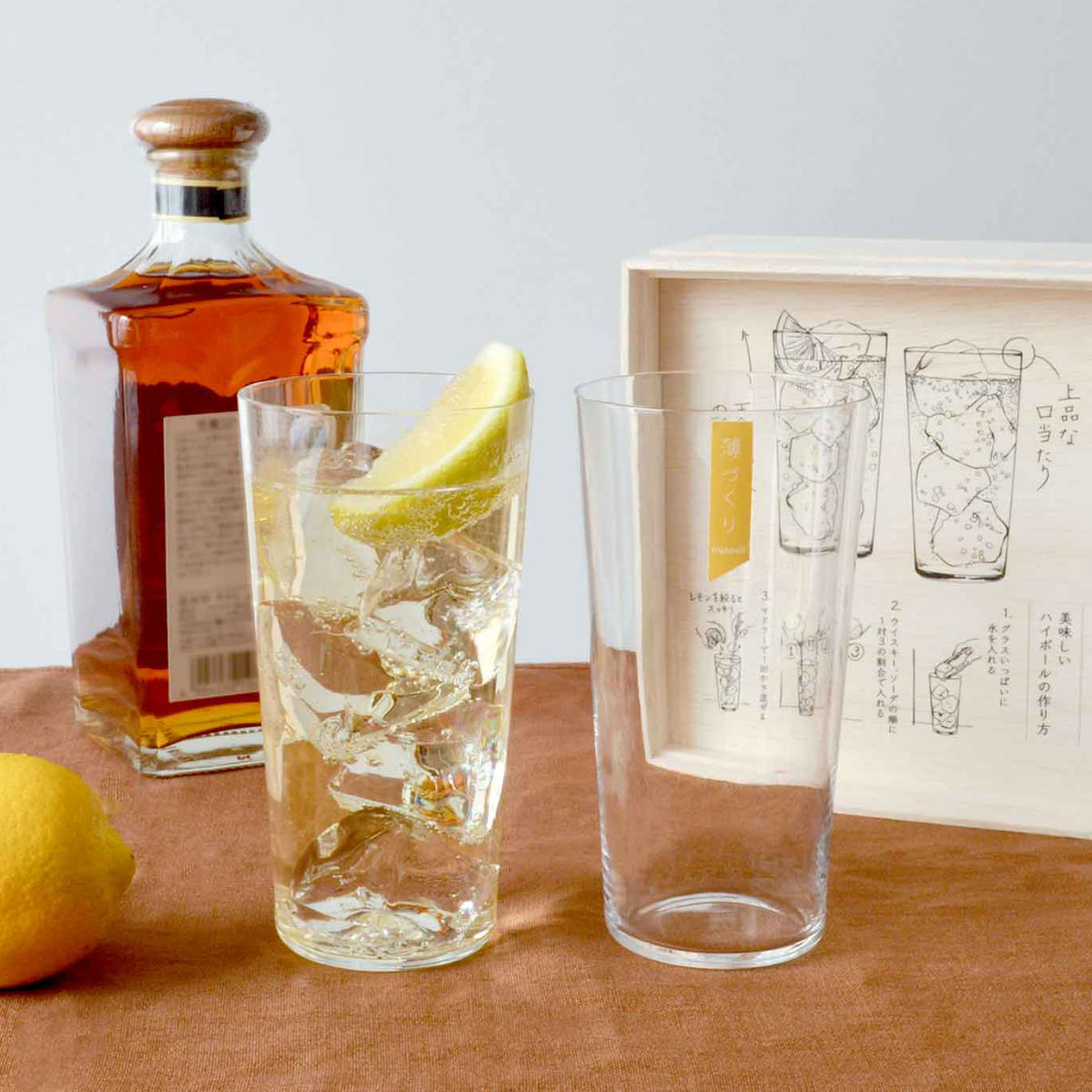 ハイボールグラスセット 2個入り 420ml 薄づくり 専用木箱 ガラス ( 食洗機対応 ハイボール グラス タンブラー コップ ペア ガラス製 日本製 お酒 ...