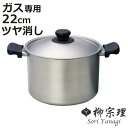 柳宗理 両手鍋 22cm 深型 ツヤ消しタイプ ステンレス製 フタ付き ガス火専用 ( 鍋 両手 ガス火 直火 蓋付き 寸胴鍋 日本製 22センチ 両手なべ ス...