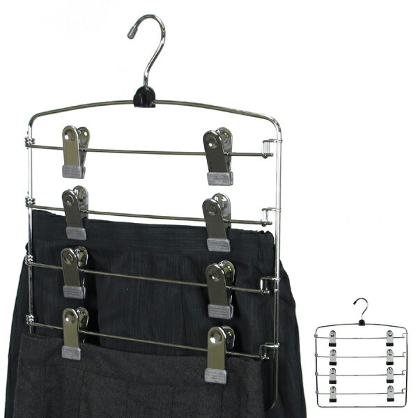 すべらないハンガー　アニマーレ　スカートハンガー4段 （ 衣類ハンガー スラックスハンガー 省スペース ボトム用 スカート用 スラックス用 衣類収納 クローゼット 滑り止め かさばらない ずれない ）【3980円以上送料無料】のサムネイル