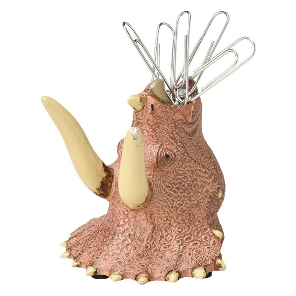 クリップホルダー クリップ入れ トリケラトプス 恐竜 ( ホルダー 小物入れ 雑貨 デザイン雑貨 文房具 文具 デスク収納 収納用品 デスク周り 整理 整頓 小...