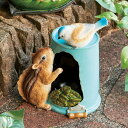 ガーデンオーナメント りすとバケツ ソーラーオーナメント 光センサー LED ( 送料無料 ガーデンライト オブジェ 動物 オーナメント ソーラーライト ガーデンオブジェ ライト りす リス ) 【3980円以上送料無料】