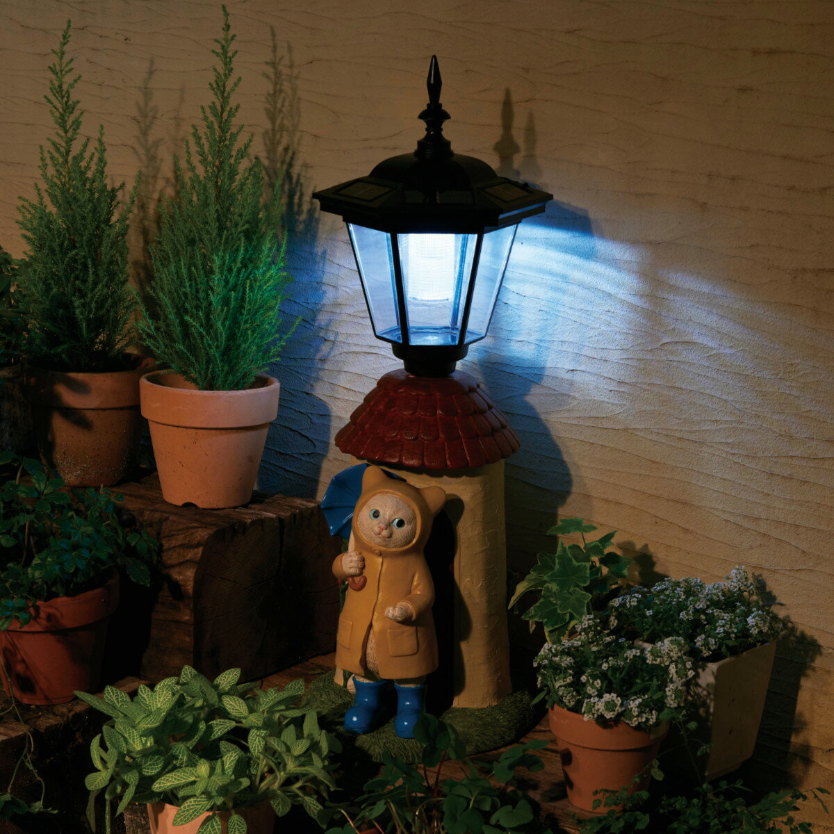 ガーデンオーナメント RAINY CAT ソーラーオーナメント 光センサー LED ( 送料無料 ガーデンライト オブジェ 動物 オーナメント ソーラーライト ...
